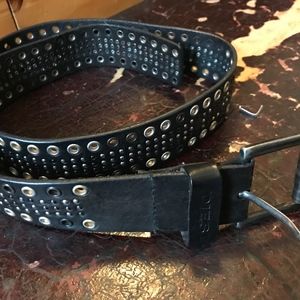 Diesel men's black leather belt